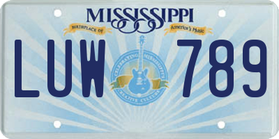 MS license plate LUW789