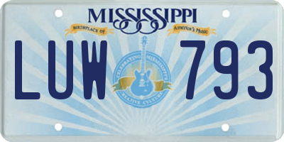 MS license plate LUW793