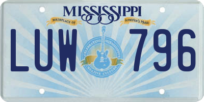 MS license plate LUW796