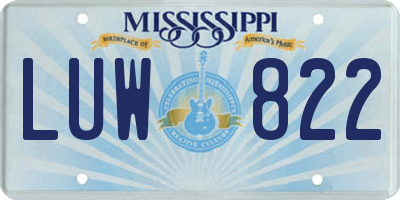 MS license plate LUW822