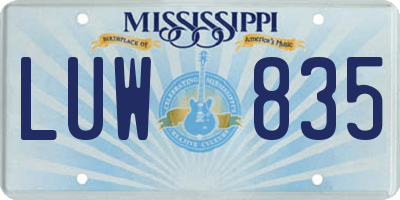 MS license plate LUW835