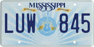 MS license plate LUW845