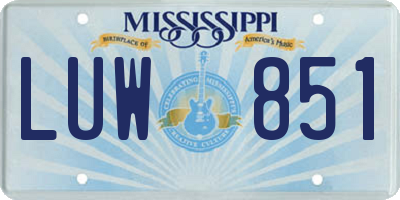 MS license plate LUW851