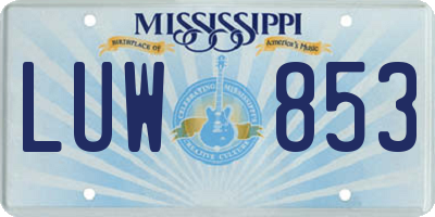MS license plate LUW853