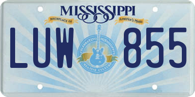 MS license plate LUW855
