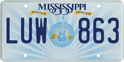 MS license plate LUW863