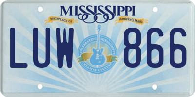 MS license plate LUW866
