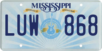 MS license plate LUW868