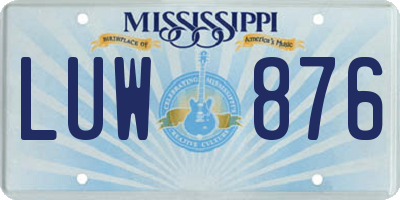 MS license plate LUW876