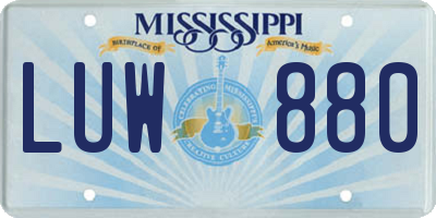 MS license plate LUW880