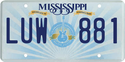 MS license plate LUW881