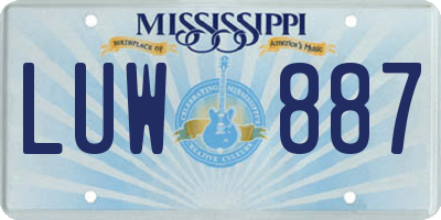 MS license plate LUW887