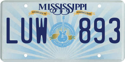 MS license plate LUW893