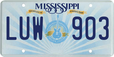 MS license plate LUW903
