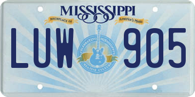 MS license plate LUW905