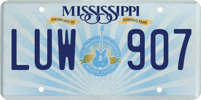 MS license plate LUW907