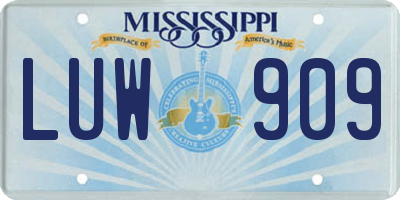 MS license plate LUW909