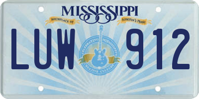 MS license plate LUW912