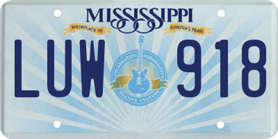 MS license plate LUW918