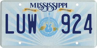 MS license plate LUW924