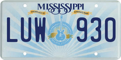 MS license plate LUW930