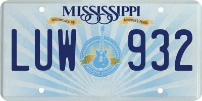 MS license plate LUW932