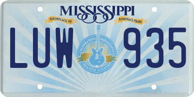 MS license plate LUW935