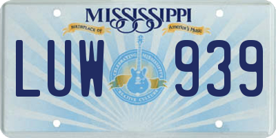 MS license plate LUW939
