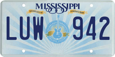 MS license plate LUW942