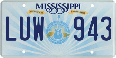 MS license plate LUW943