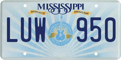 MS license plate LUW950