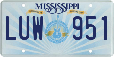 MS license plate LUW951