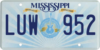 MS license plate LUW952