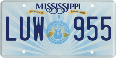 MS license plate LUW955
