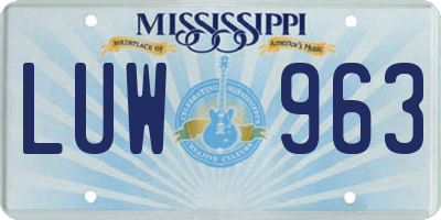 MS license plate LUW963
