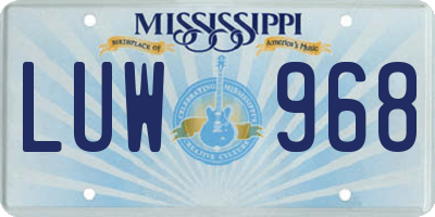 MS license plate LUW968