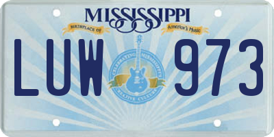 MS license plate LUW973
