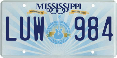 MS license plate LUW984