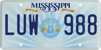 MS license plate LUW988