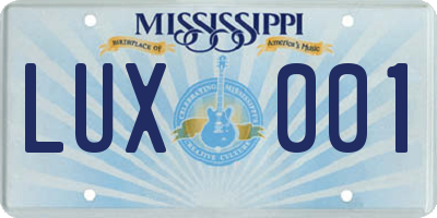 MS license plate LUX001