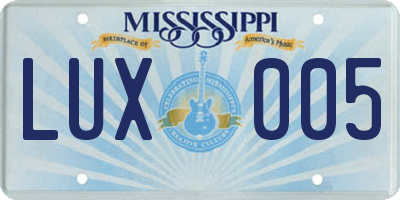 MS license plate LUX005