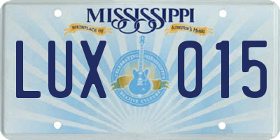MS license plate LUX015