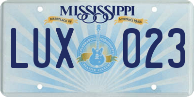 MS license plate LUX023