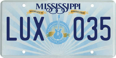 MS license plate LUX035