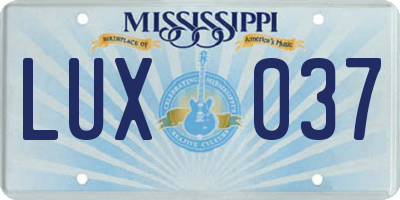 MS license plate LUX037