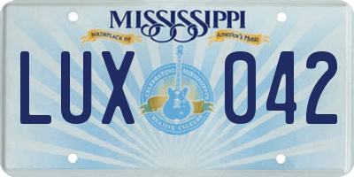 MS license plate LUX042