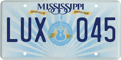 MS license plate LUX045