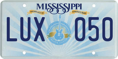 MS license plate LUX050