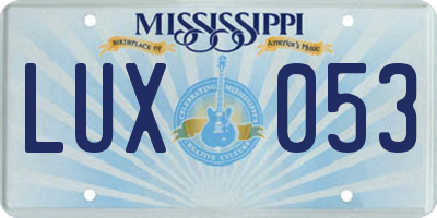 MS license plate LUX053