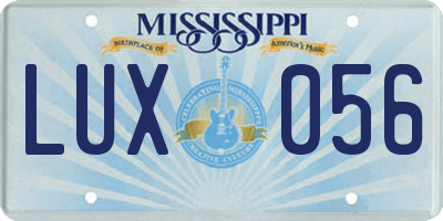 MS license plate LUX056